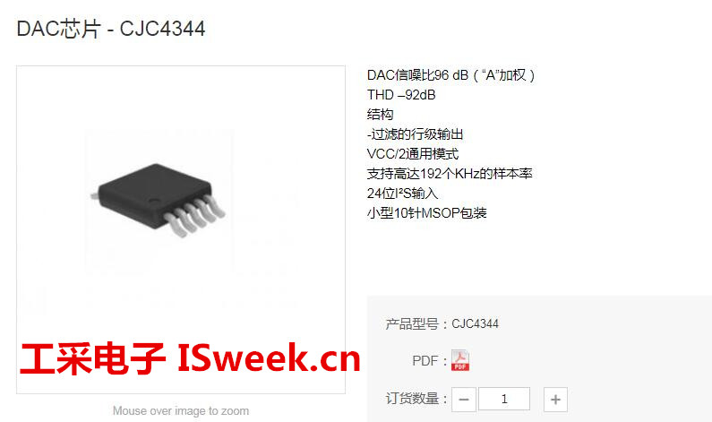 国产立体声数模转换芯片CJC4344 Pin to Pin替换CS4344